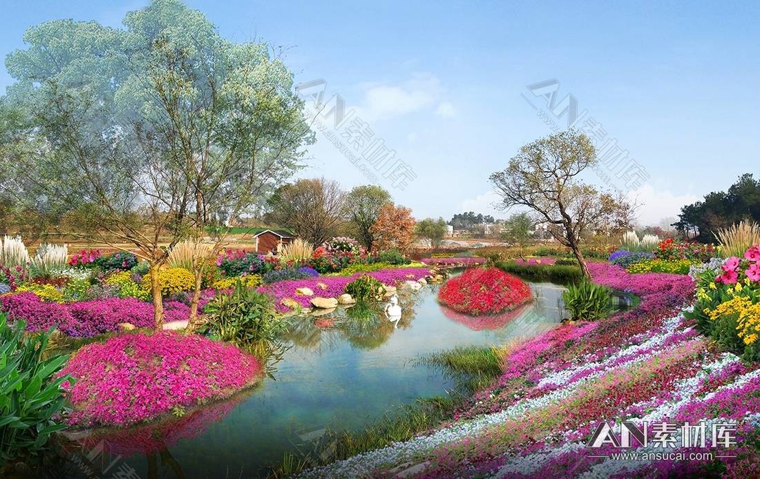 花溪花湖滨水景观psd素材合集an素材