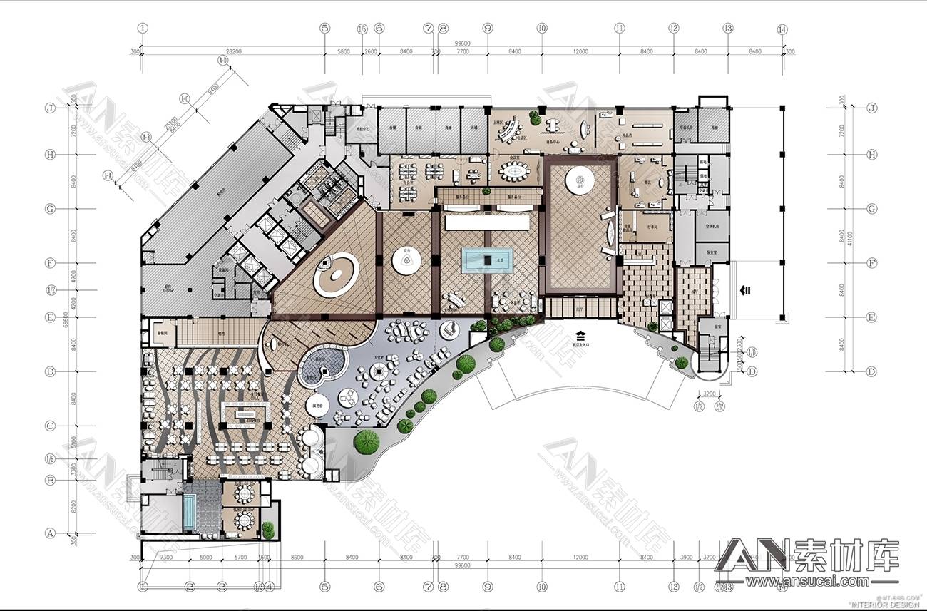 ps酒店彩色平面图an素材